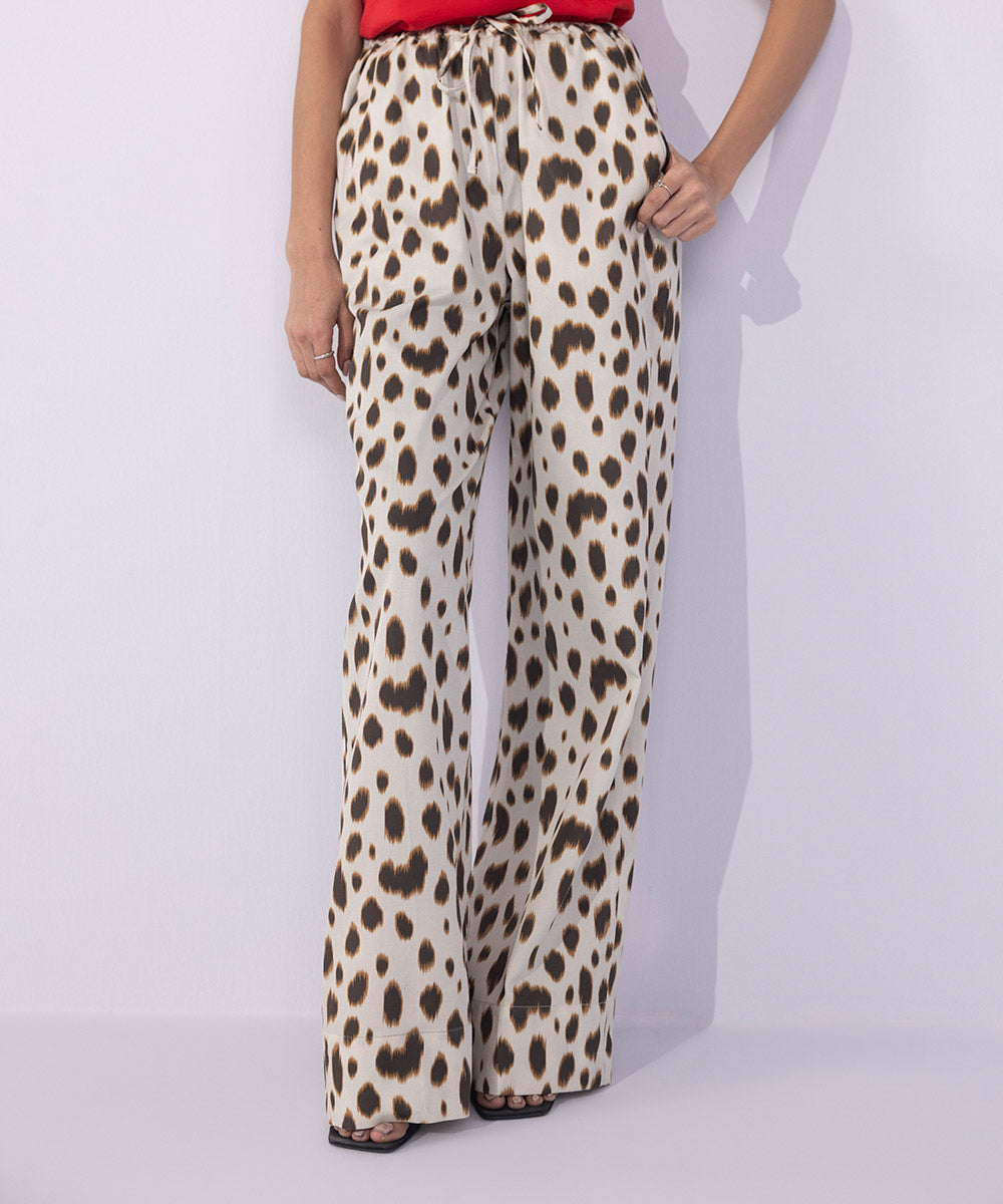 Women's Western Wear Multi Animal Print Wide-Leg Trousers