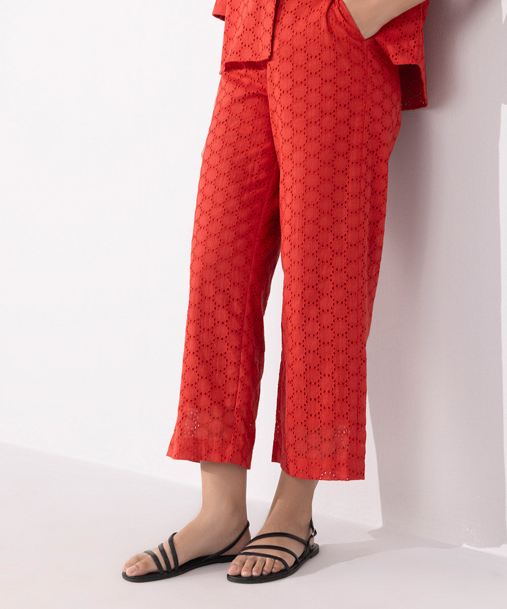 Women's Western Wear Orange Emroidered Trousers