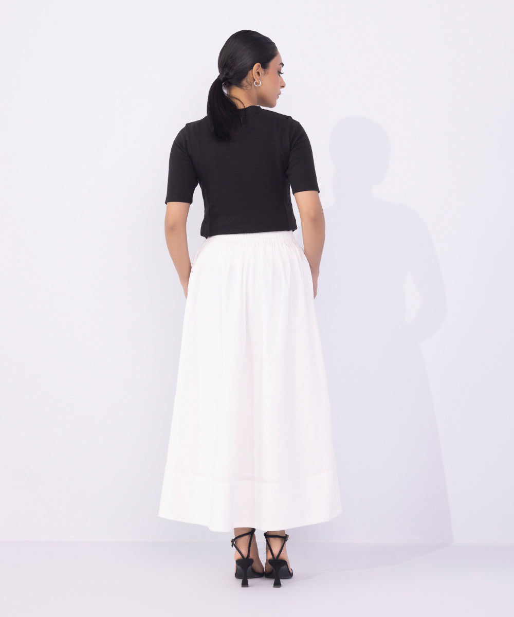 Women's Western Wear White Cotton Skirt