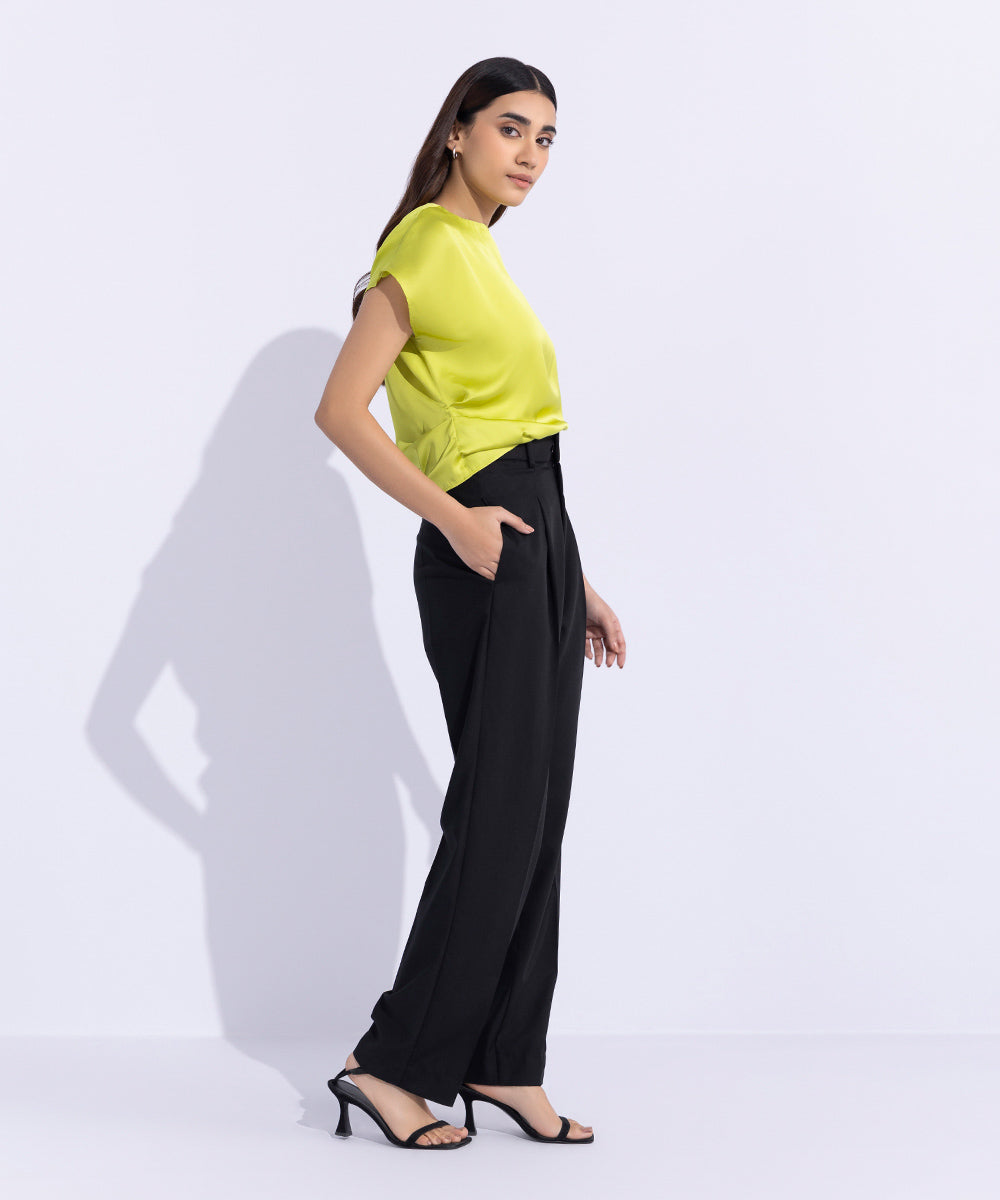 Women's Western Wear Black Tailored Slouchy Trousers