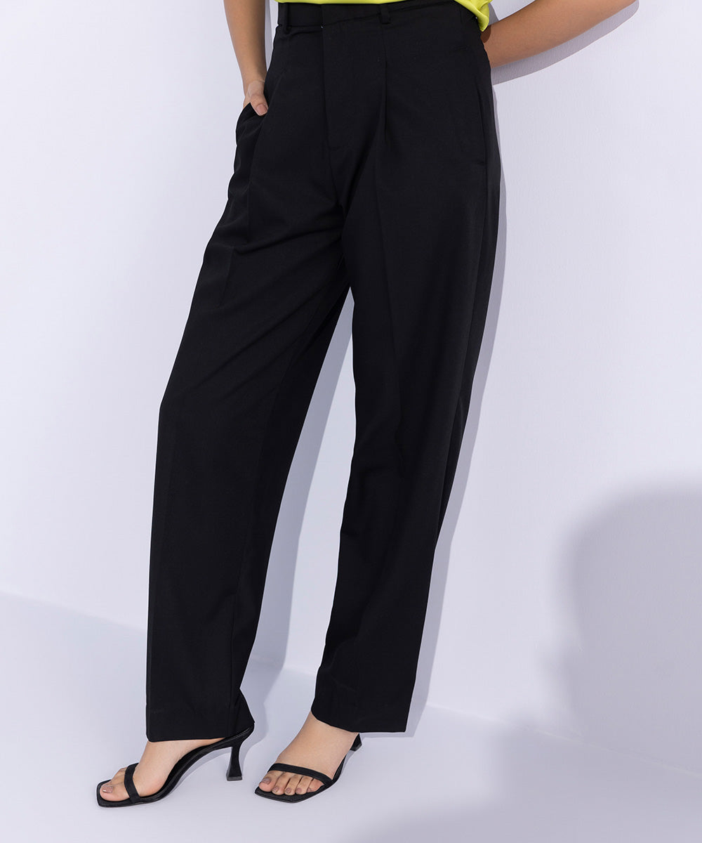 Women's Western Wear Black Tailored Slouchy Trousers