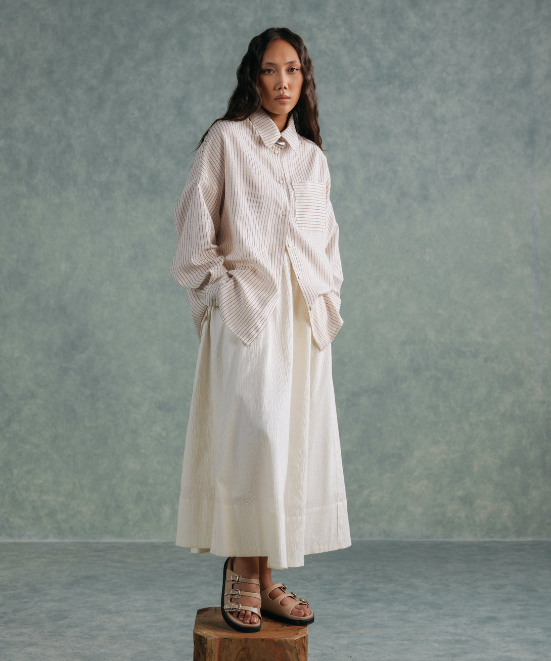 Women's Western Wear White Seer Sucker Skirt
