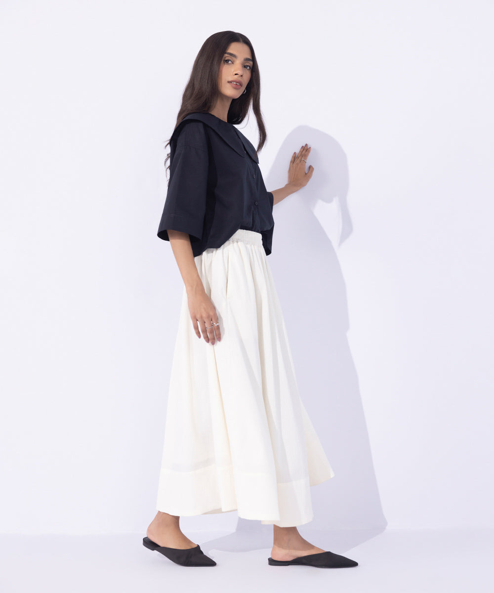Women's Western Wear White Seer Sucker Skirt