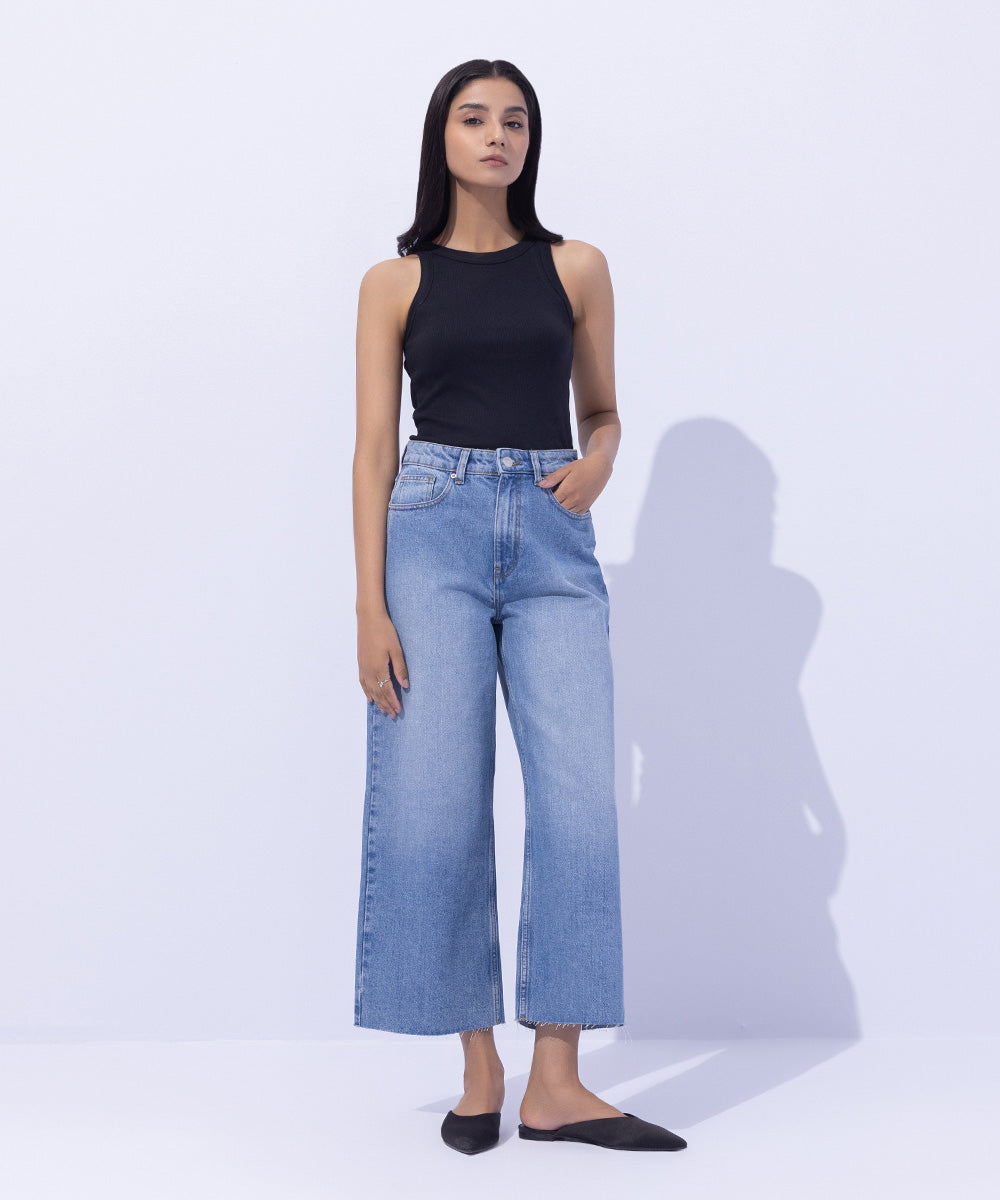 Women's Western Wear Blue Denim Pants