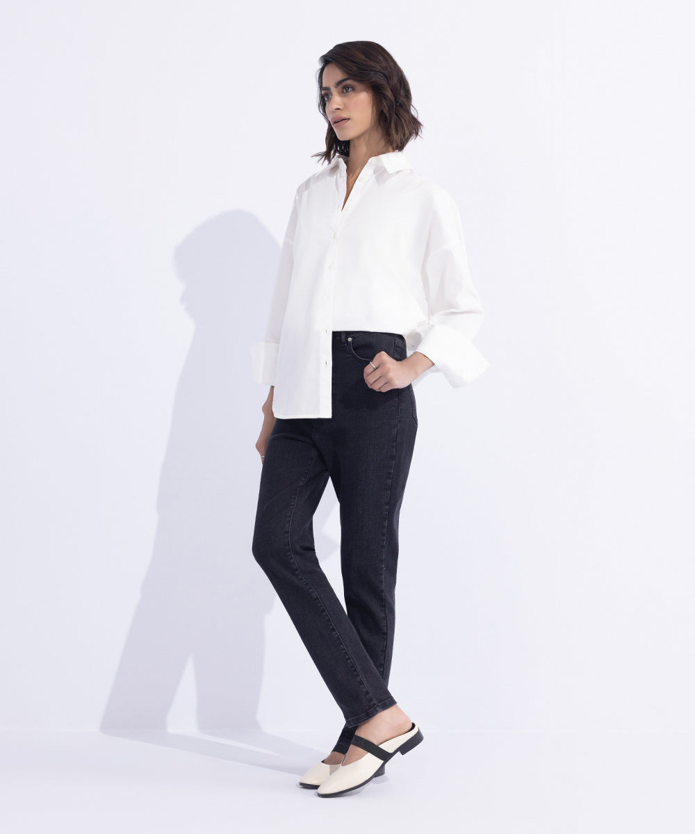 Women's Western Wear Black Slim-Fit Jeans