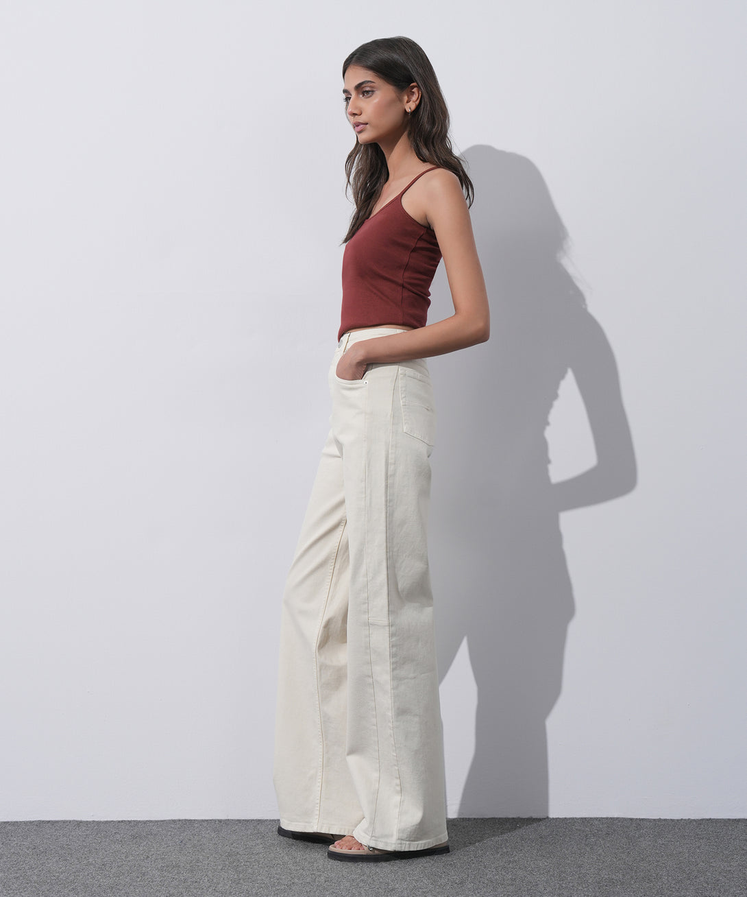 Women's Western Wear White Wide Leg Jeans