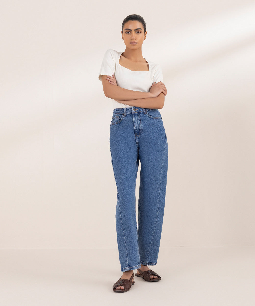 Women's Western Wear Blue Denim Pants