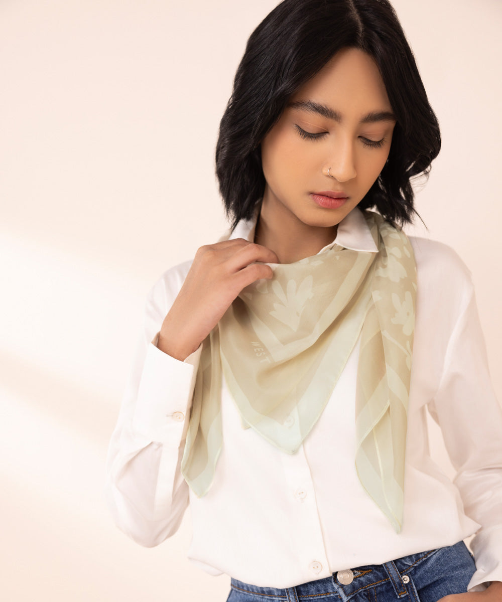 Women's Polyester Lightweight Printed Beige West Scarf