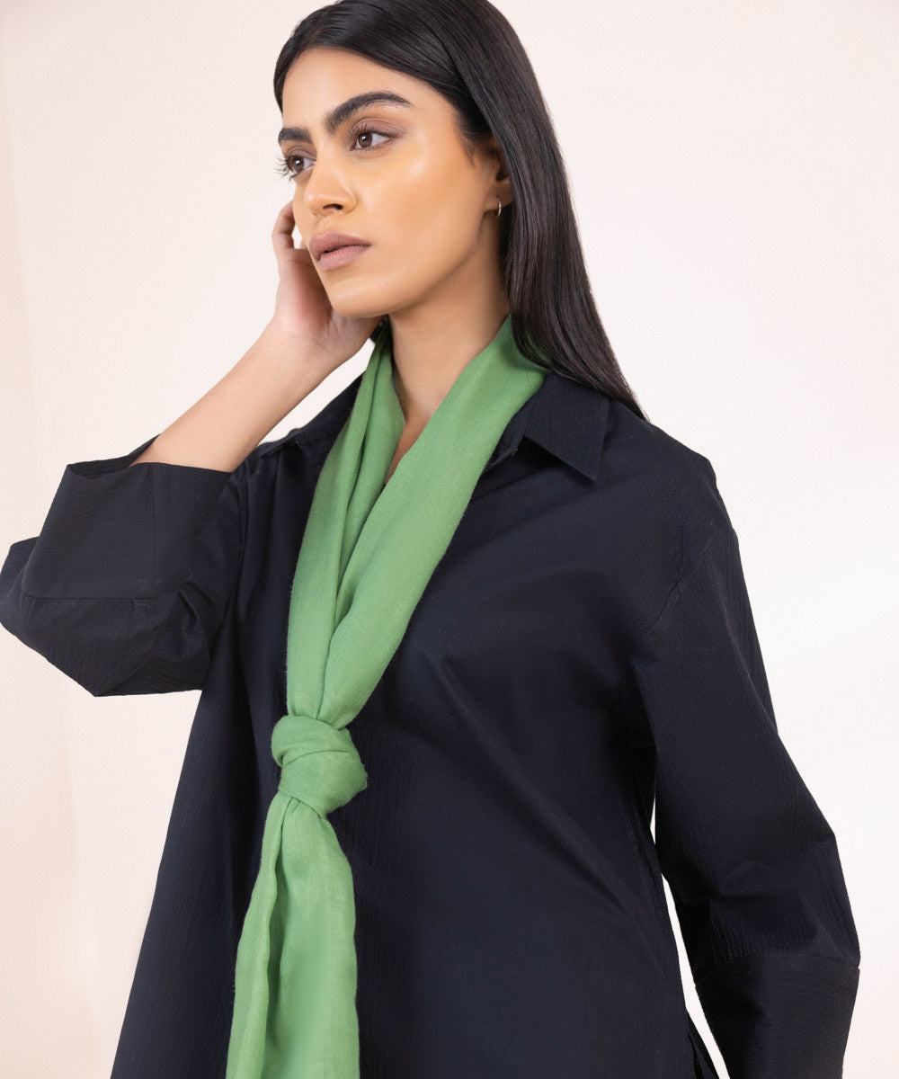 Women's Lightweight Dyed Light Green Viscose Scarf