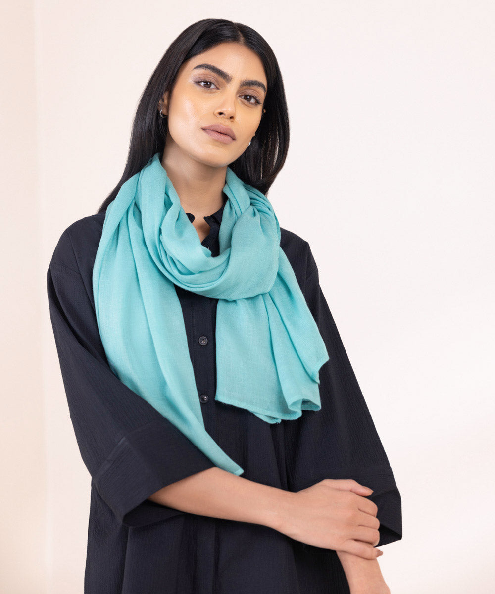 Women's Lightweight Dyed Aqua Green Viscose Scarf