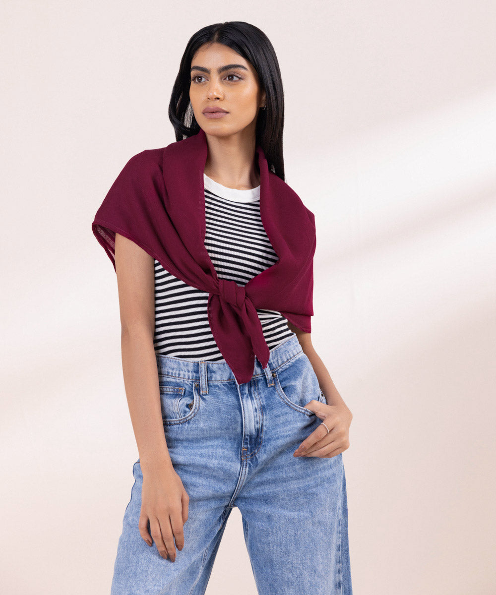 Women's Lightweight Dyed Maroon Viscose Scarf