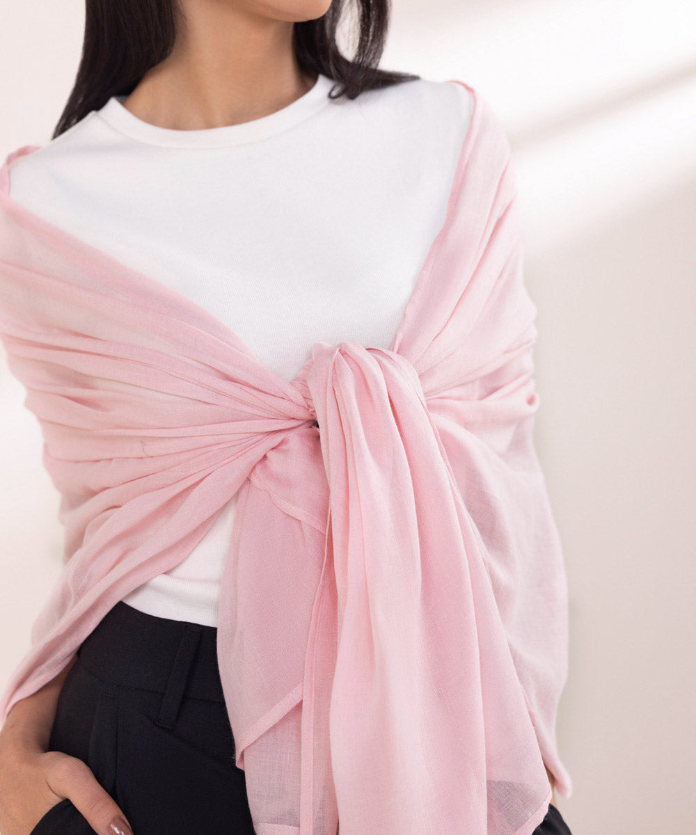 Women's Lightweight Dyed Light Pink Viscose Scarf