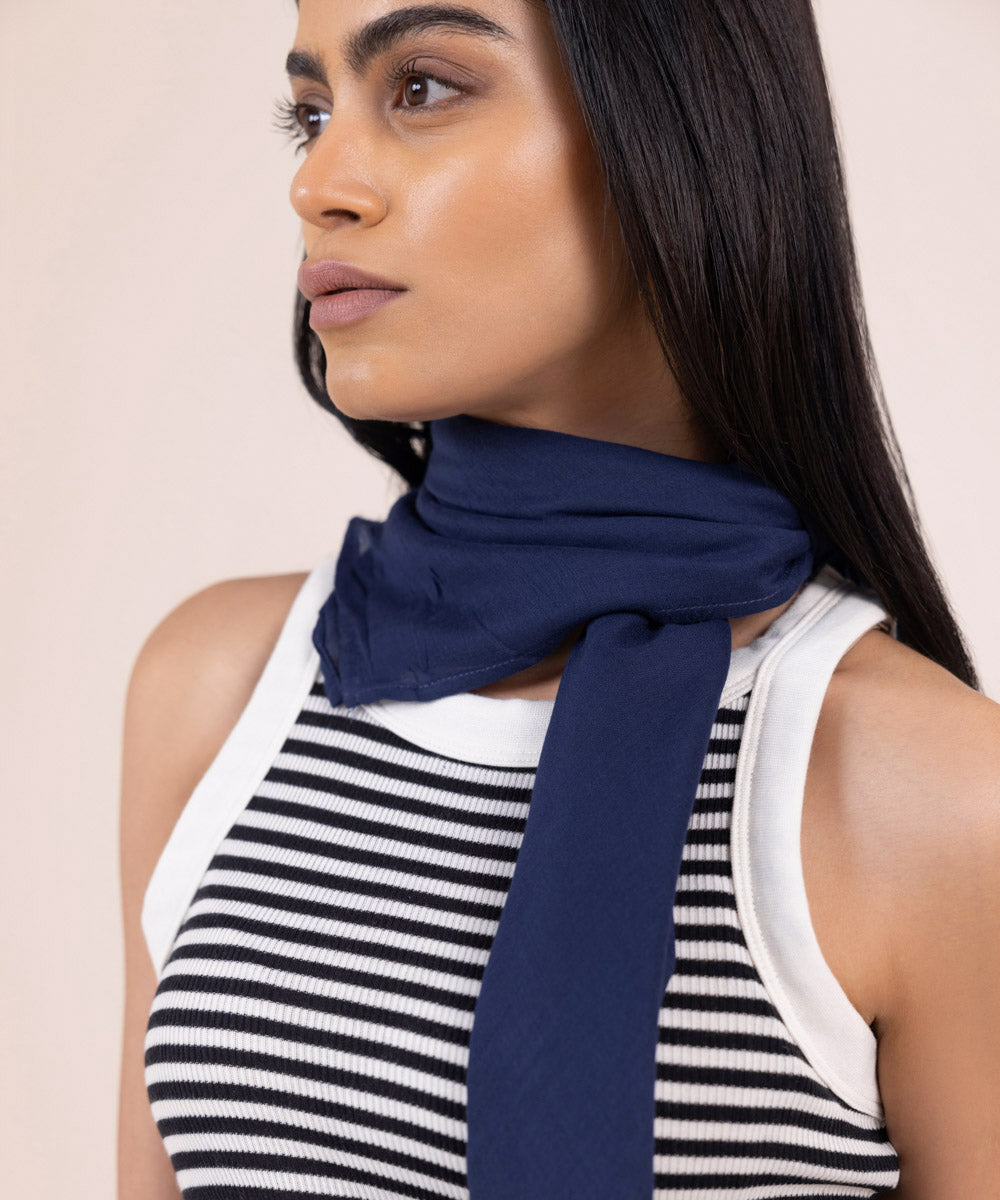 Women's Lightweight Dyed Navy Blue Viscose Scarf