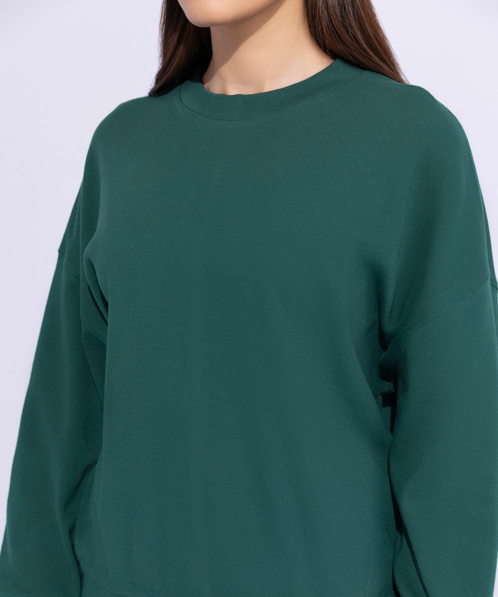 Women's Western Wear Green Loose-Fit Sweatshirt