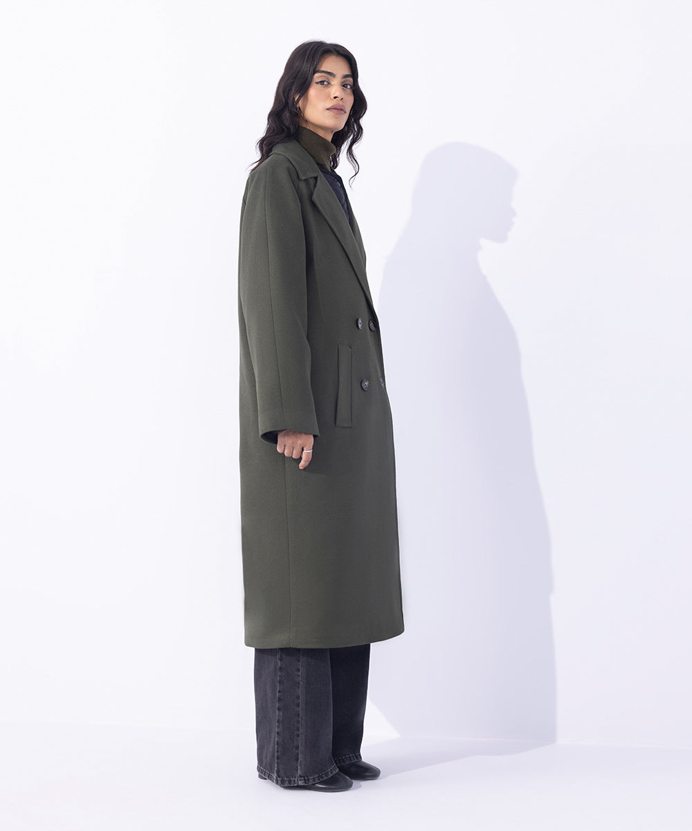 Women's Western Wear Green Oversized Raglan Coat