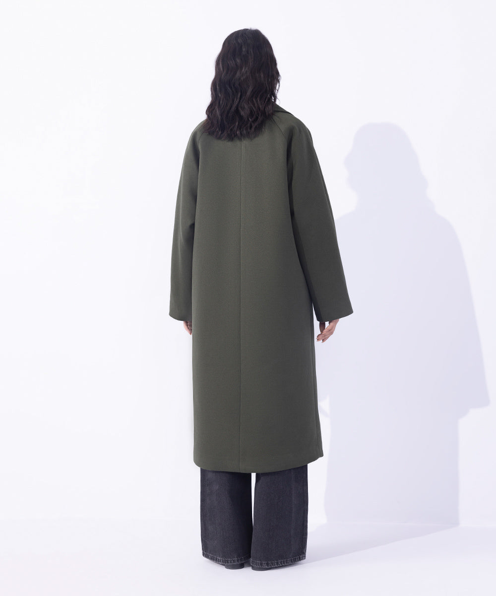 Women's Western Wear Green Oversized Raglan Coat