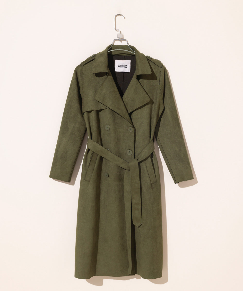 Suede Trench Coat with Belt