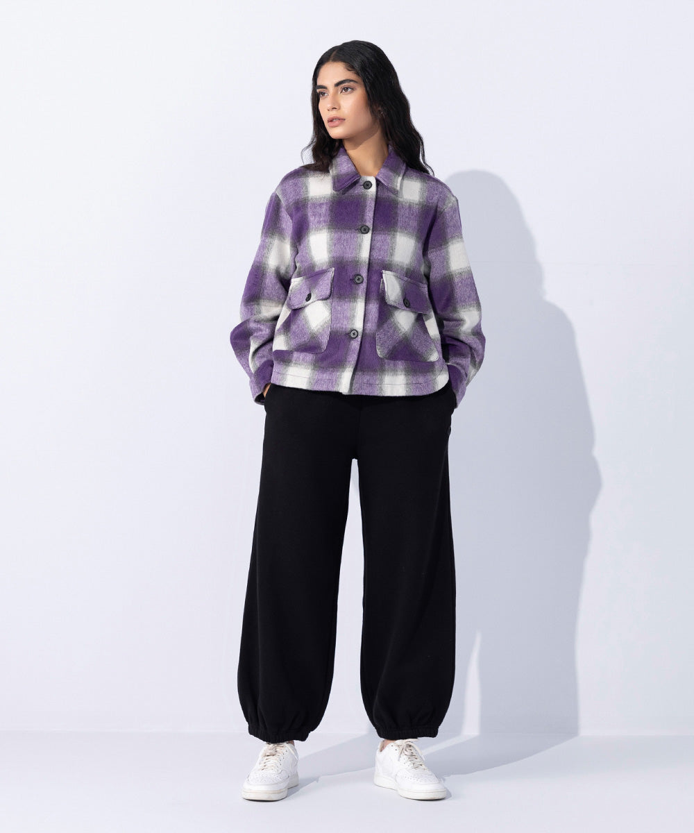 Fuzzy Checkered Overshirt