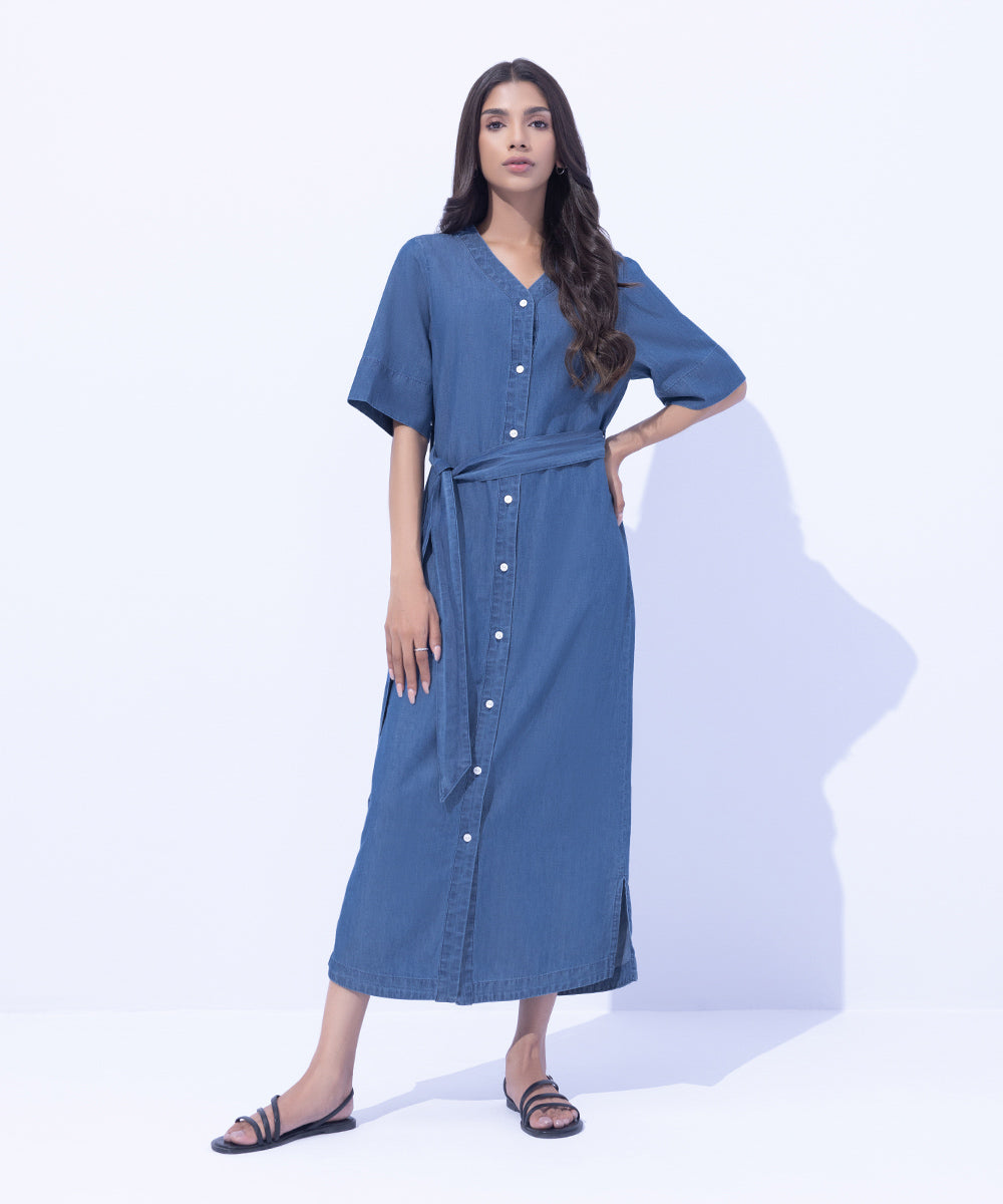 Women's Western Wear Blue Dress