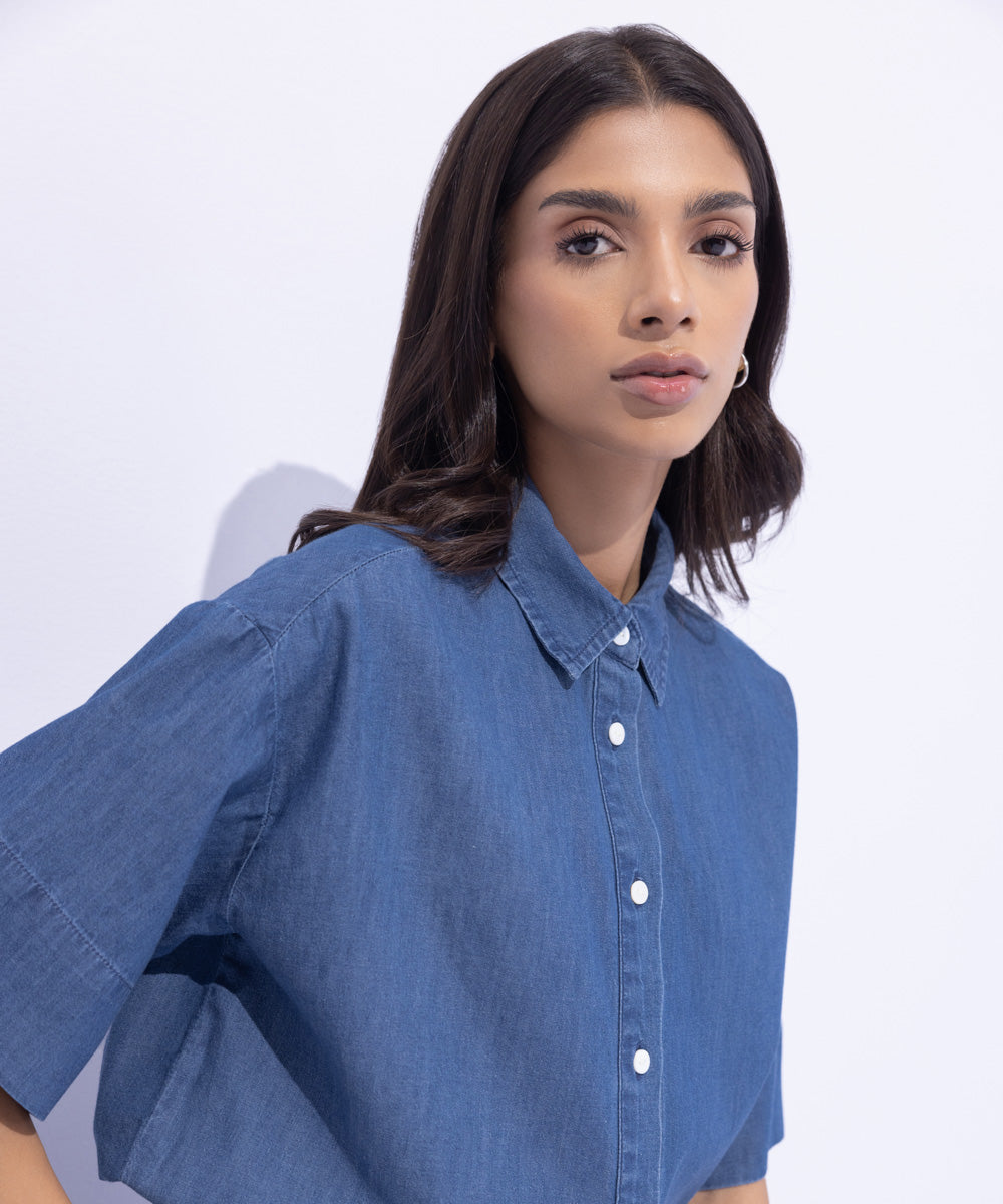 Women's Western Wear Blue Shirt