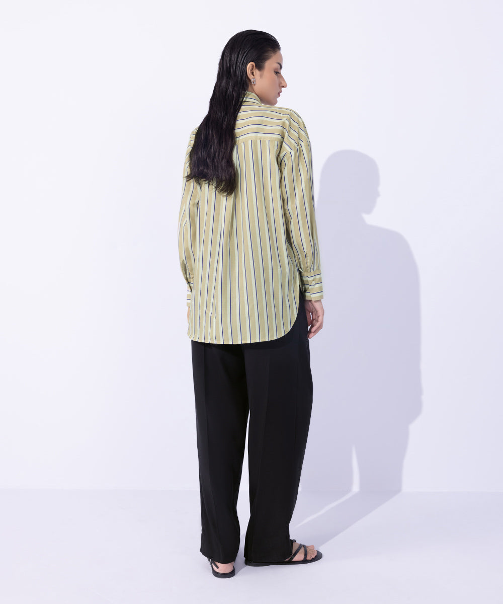 Women's Western Wear Multi Oversized Striped Shirt With Pockets