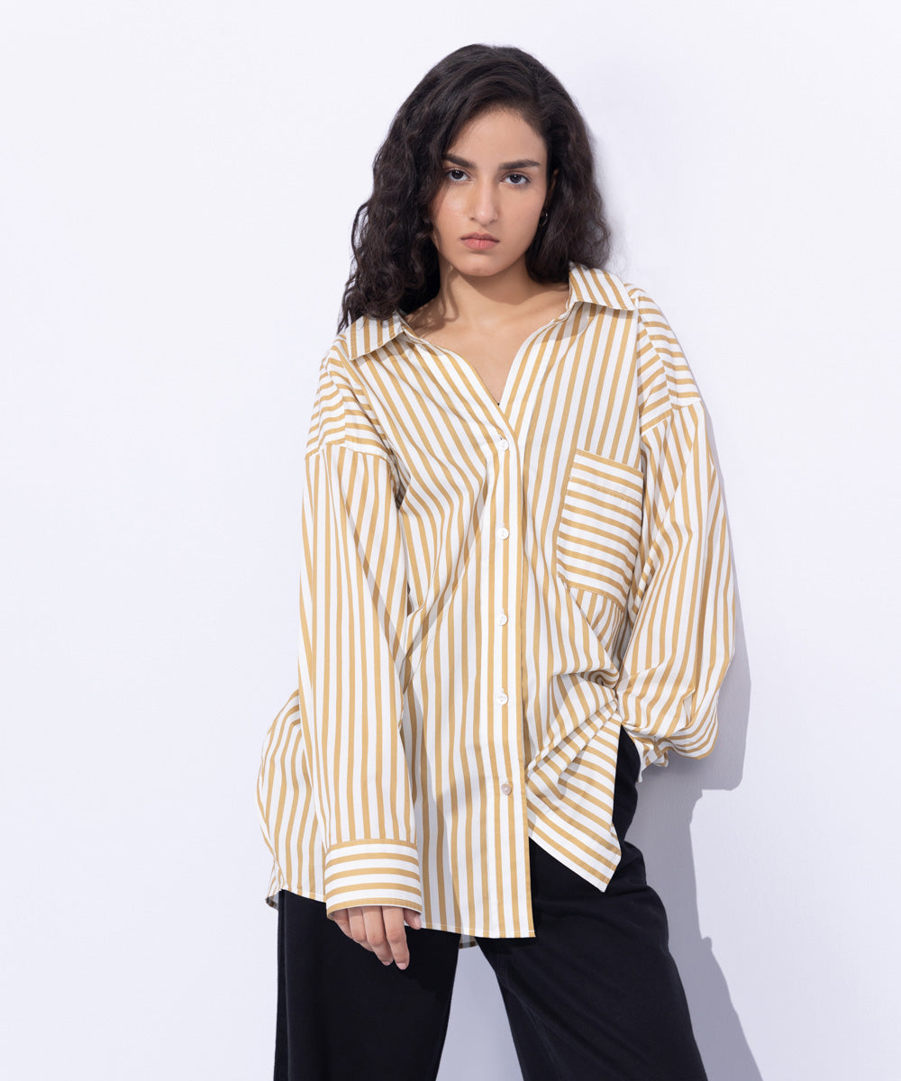 Women's Western Wear Yellow Button Down Shirt