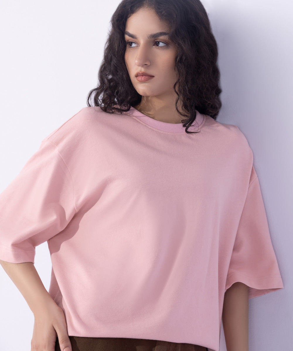 Women's Western Wear Pink Oversized T-Shirt