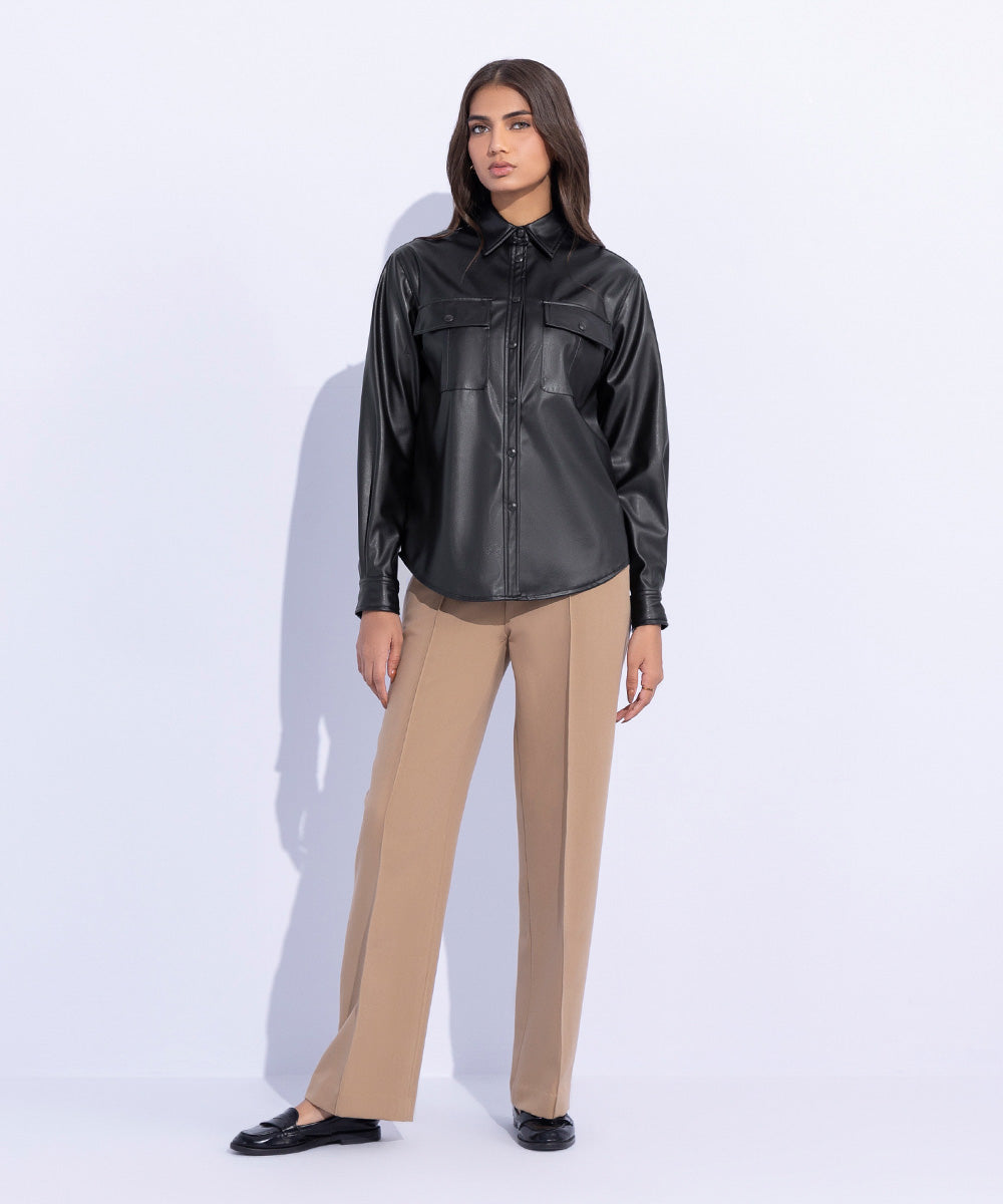 Faux Leather Overshirt