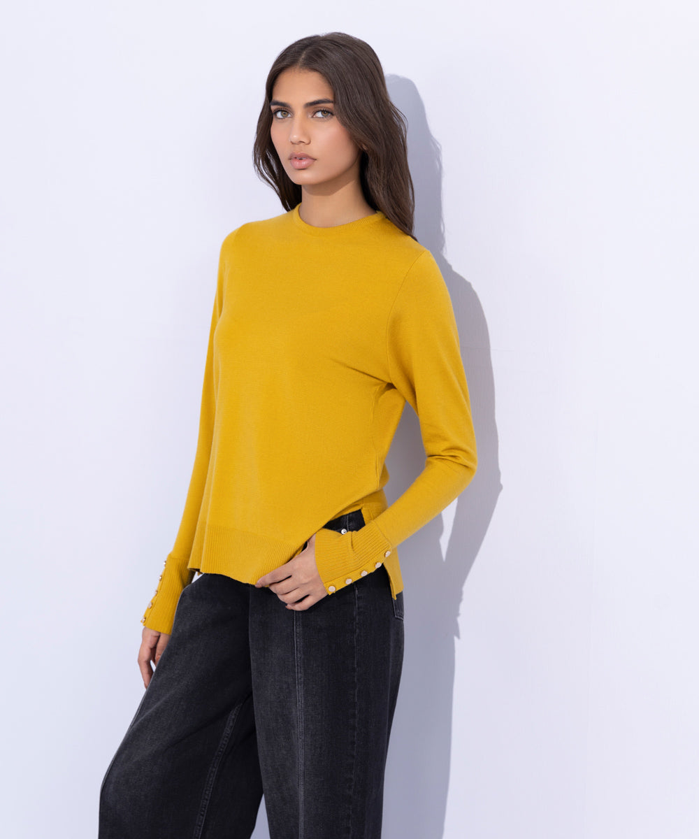 Lightweight Sweater with Gold Buttons