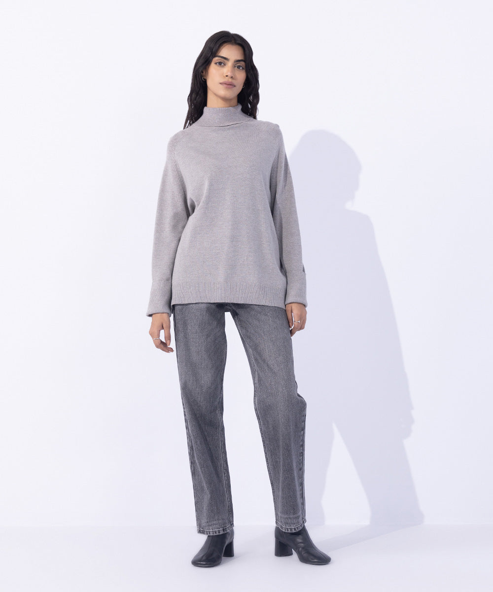 Women's Western Wear Grey Sweater