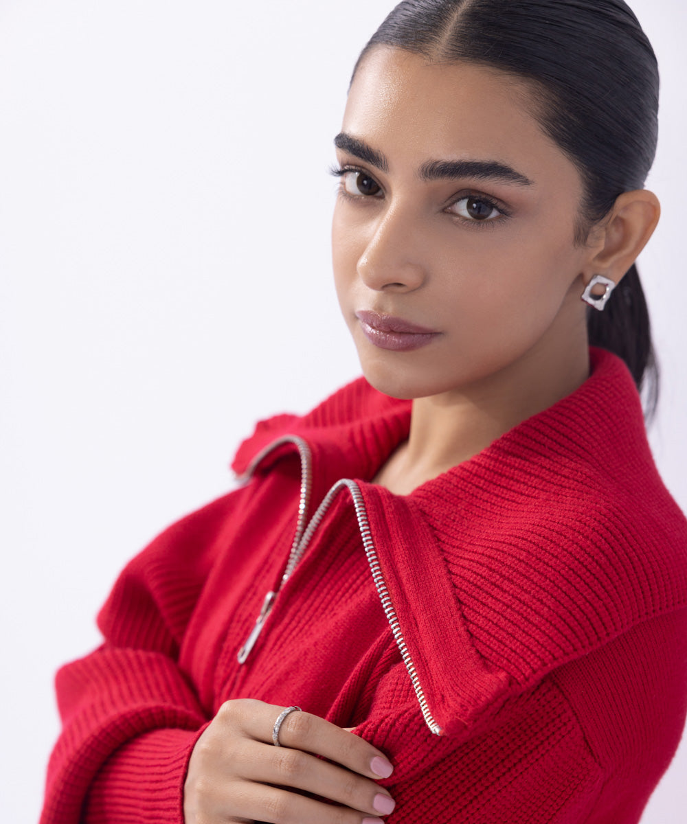 Women's Western Wear Red Sweater