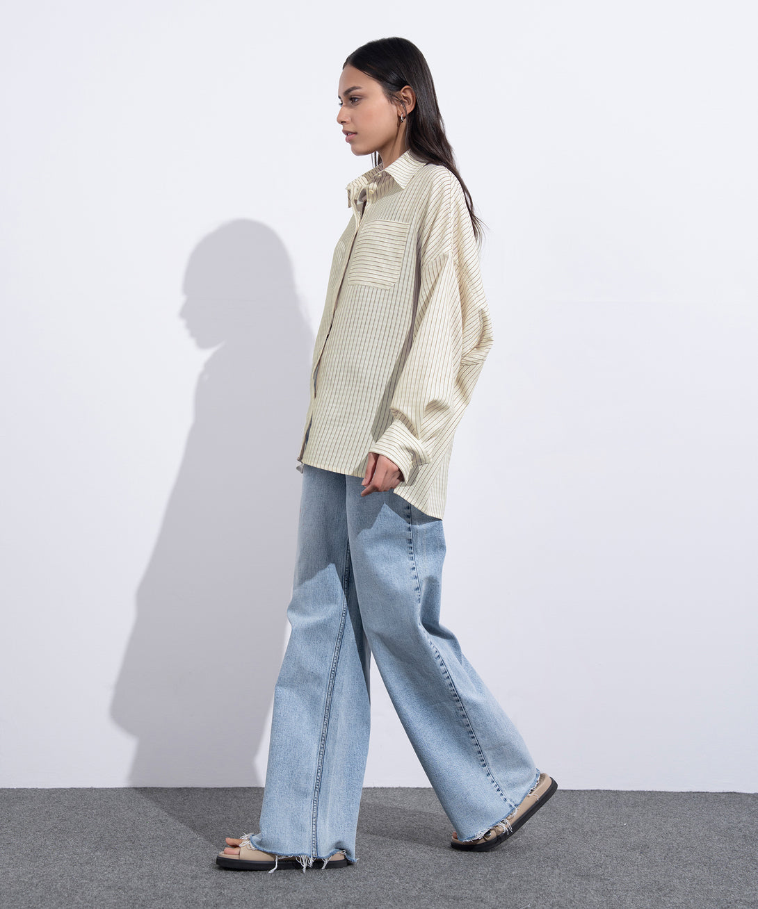 Women's Western Wear Multi Striped Oversized Textured Shirt