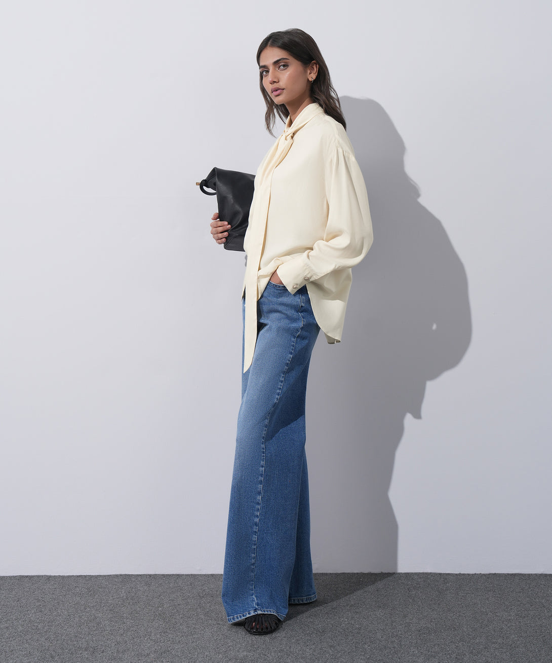 Women's Western Wear Beige Shirt With Knot Detail