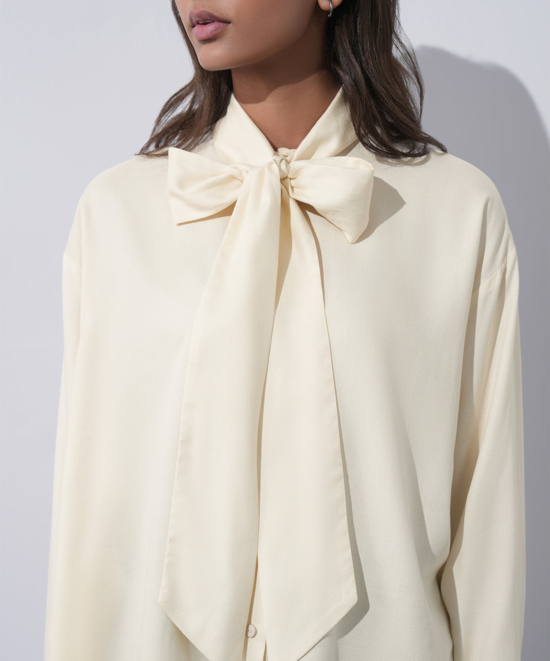 Women's Western Wear Beige Shirt With Knot Detail