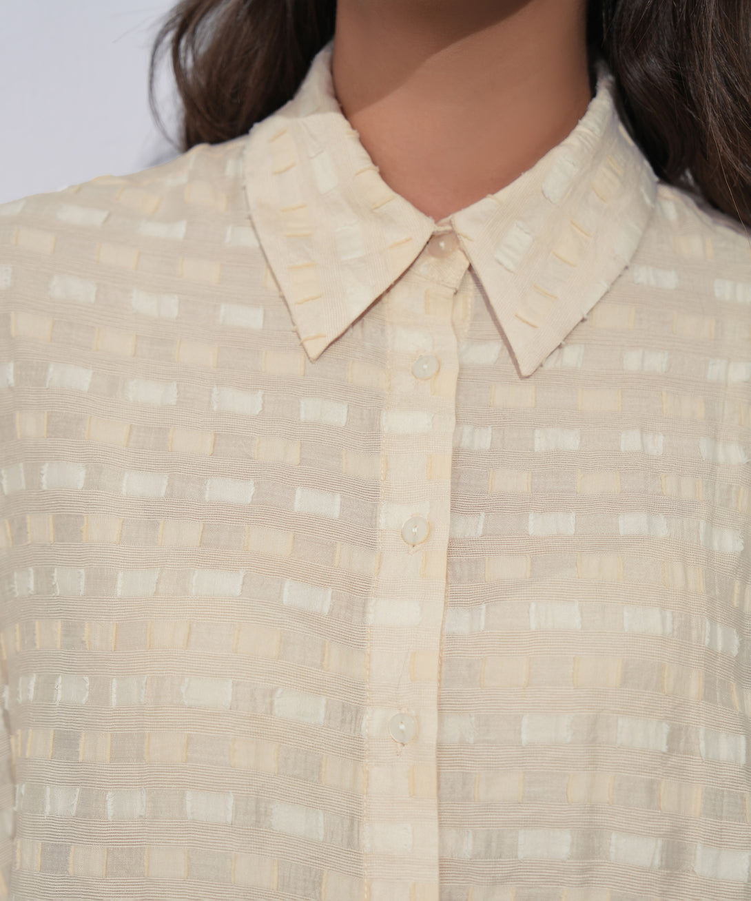 Women's Western Wear Beige Textured Shirt
