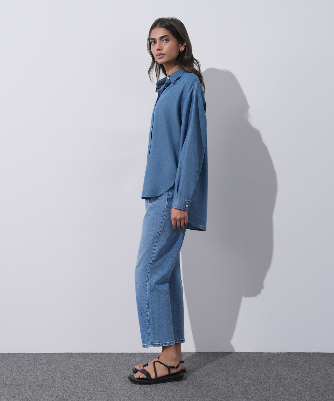 Women's Western Wear Blue Light Weight Denim Shirt