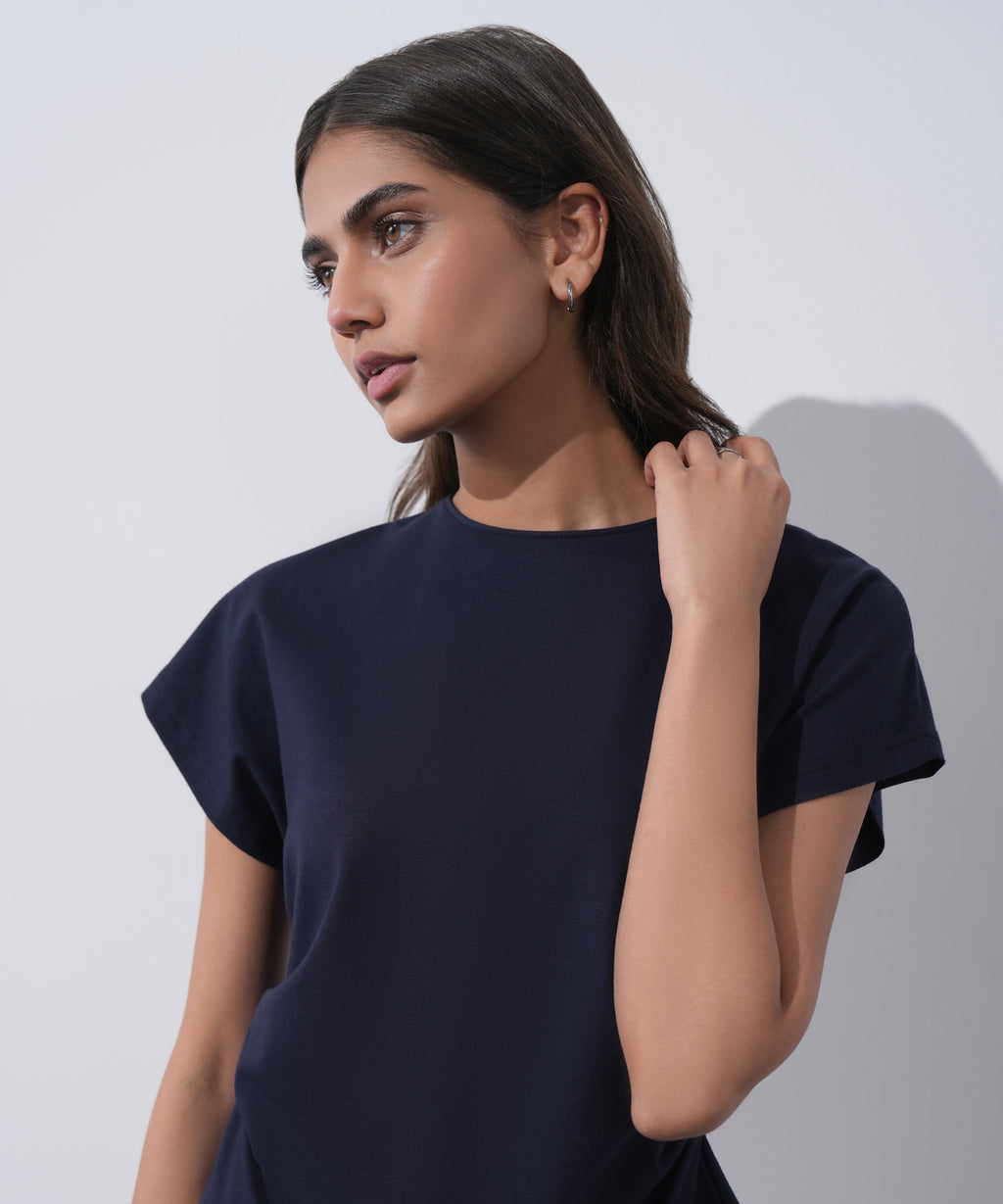 Women's Western Wear Blue Short Sleeve Kimono T-Shirt