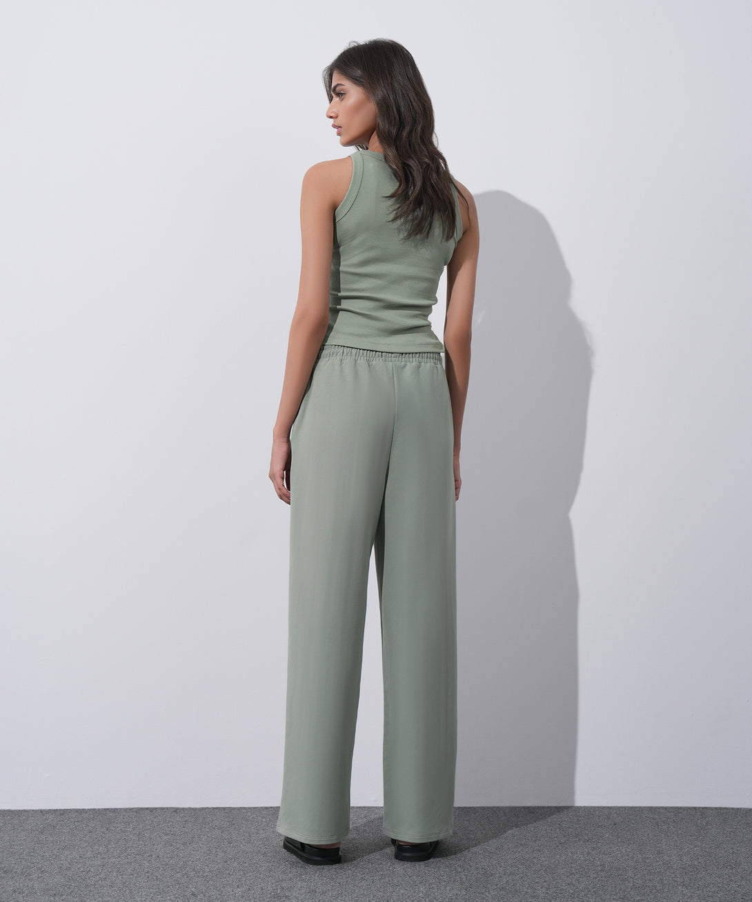 Women's Western Wear Green Ribbed Vest
