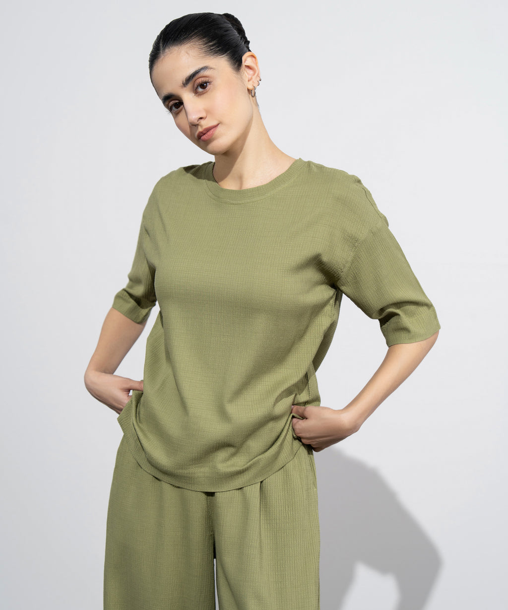 Seesucker Short Sleeve Top