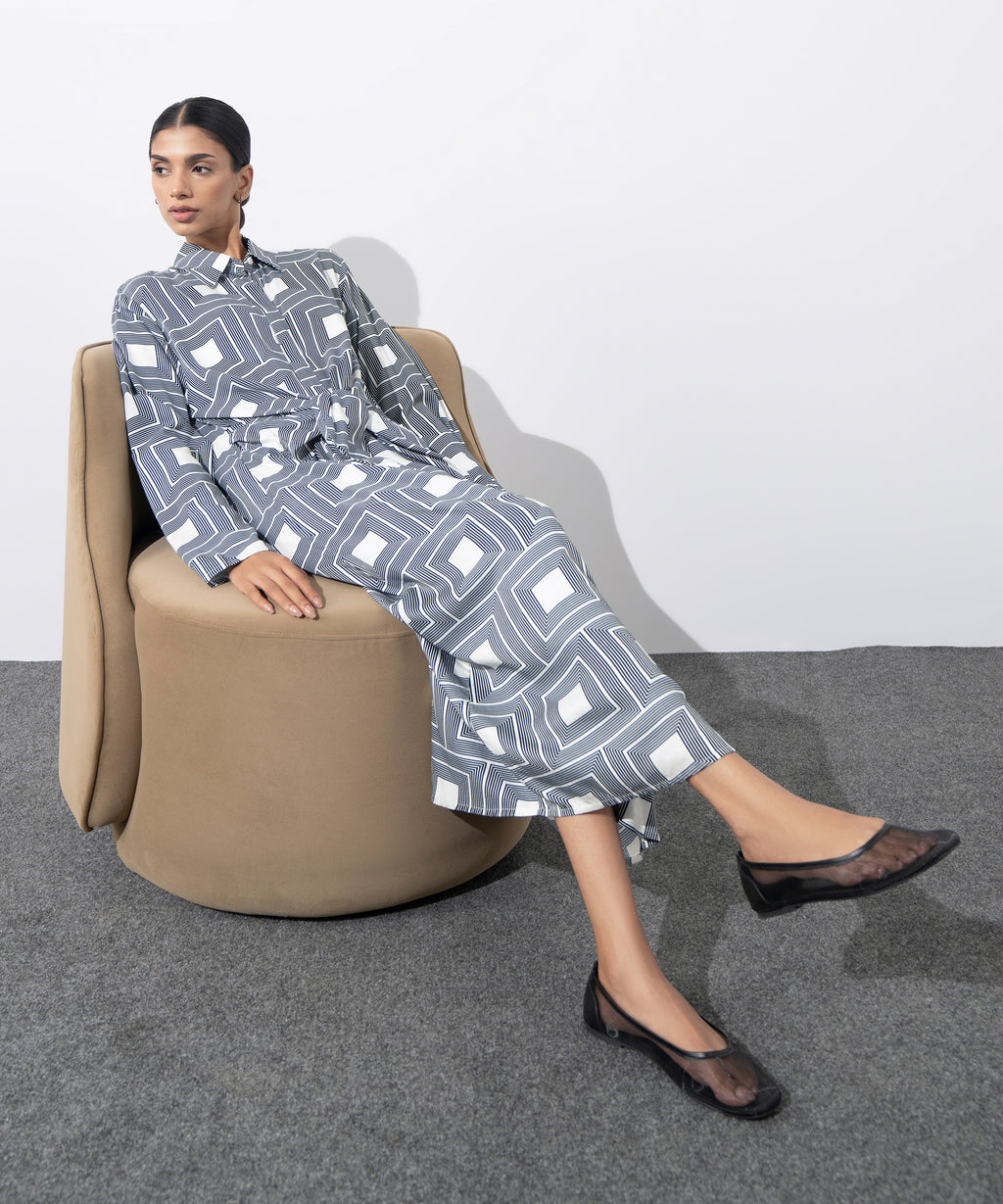 Printed Tie-Knot Dress