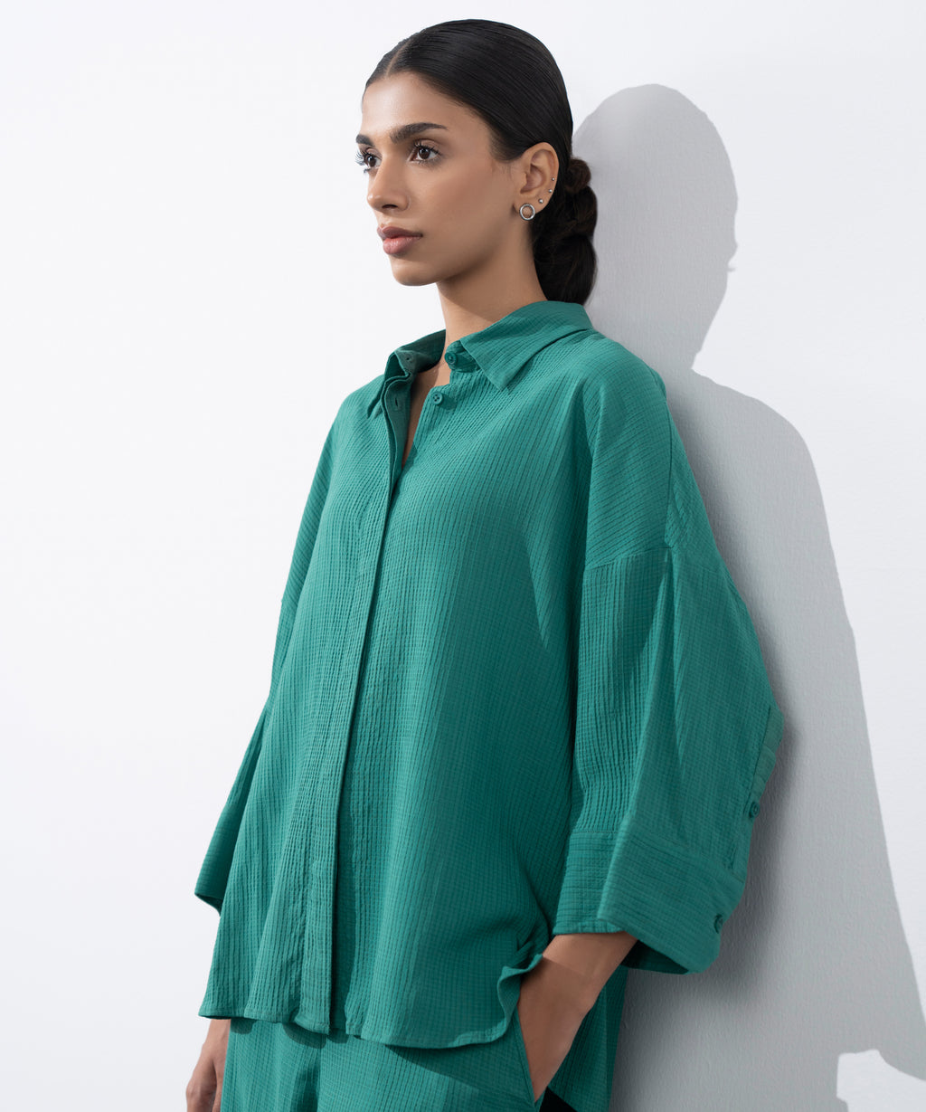 Seersucker Button Through Shirt