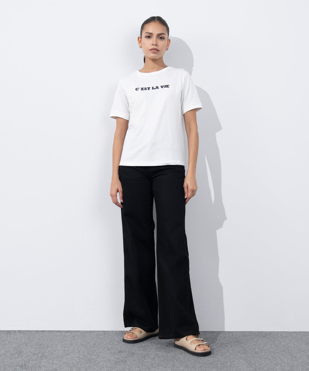 Women's Western Wear White Graphic Print T-Shirt
