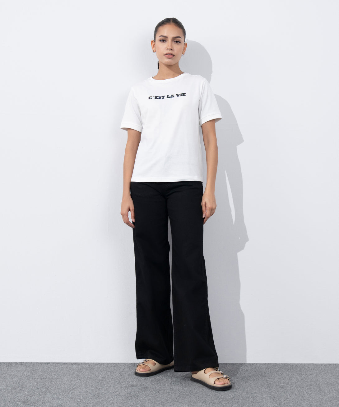 Women's Western Wear White Graphic Print T-Shirt