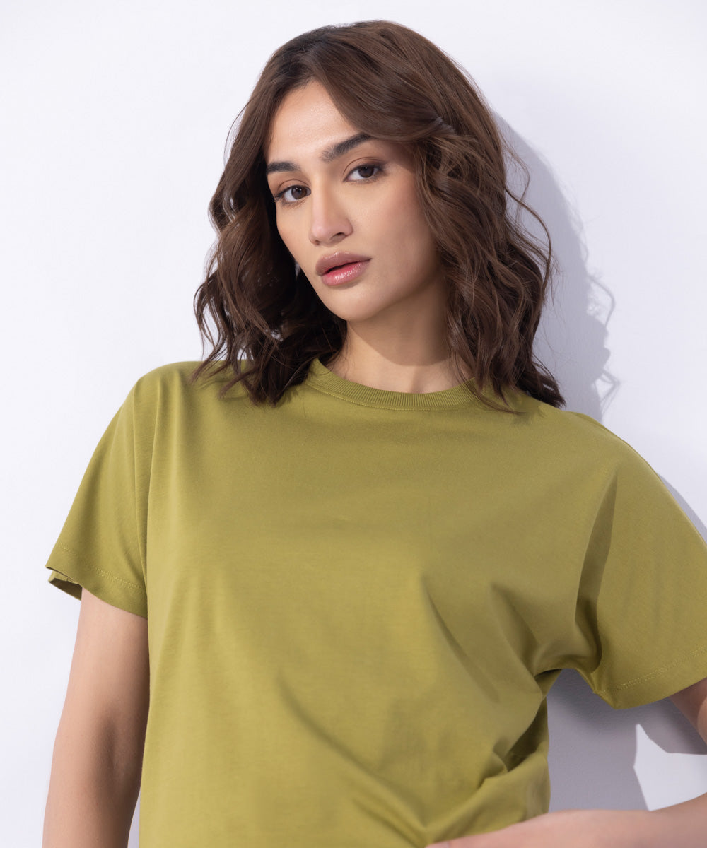 Women's Western Wear Green T-Shirt