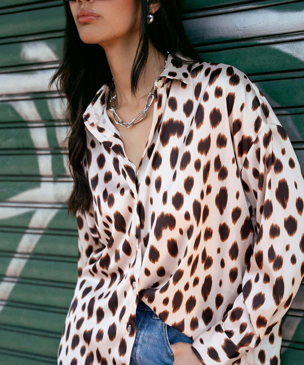 Women's Western Wear Multi Animal Print Satin Shirt