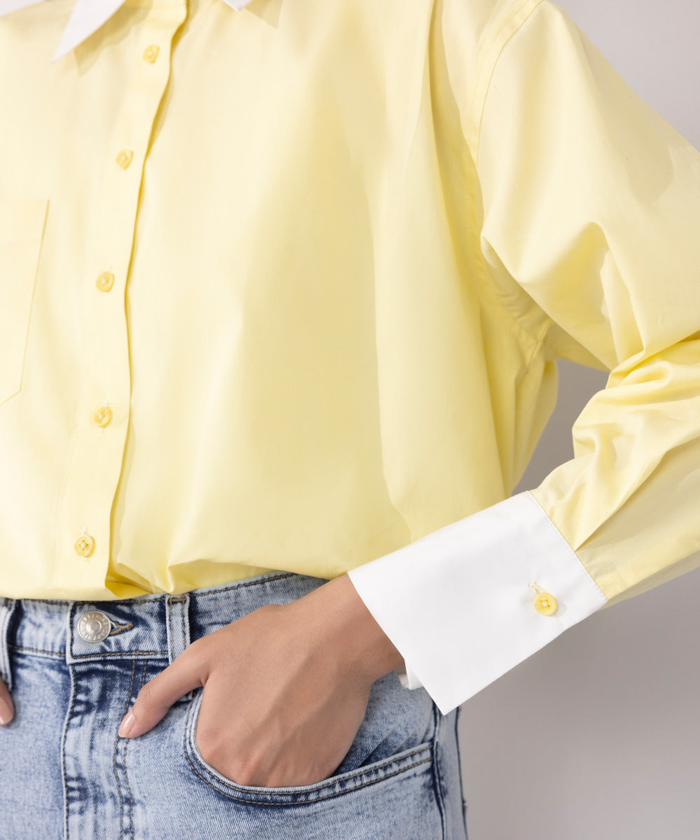 Women's Western Wear Yellow Oversized Cotton Shirt