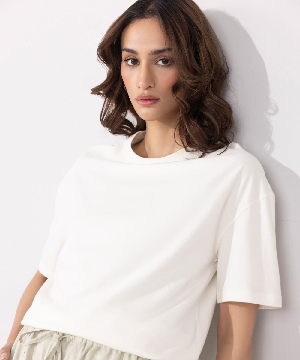 Women's Western Wear White Oversized T-Shirt