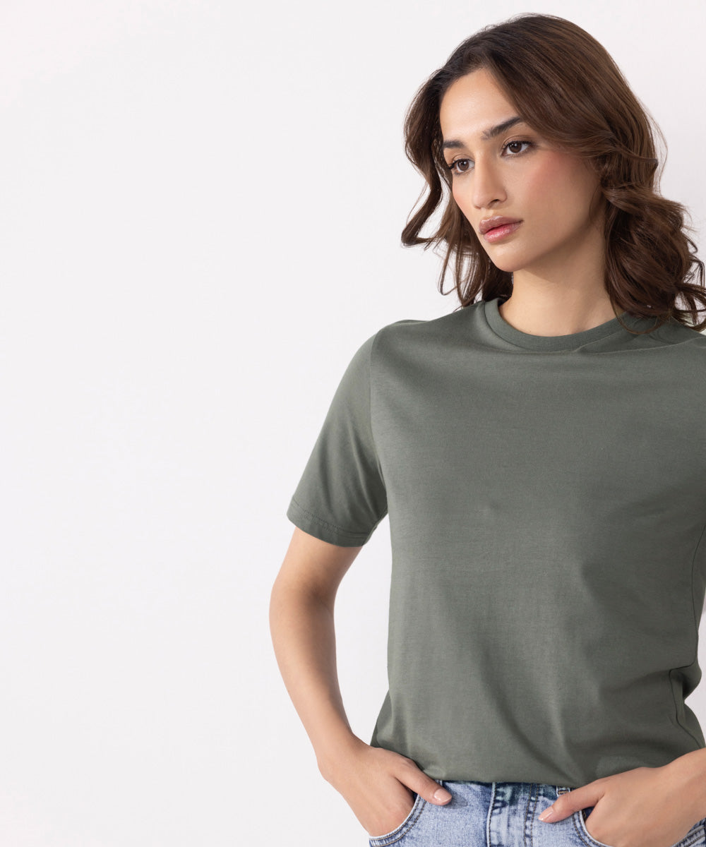 Women's Western Wear Grey Regular Fit T-Shirt