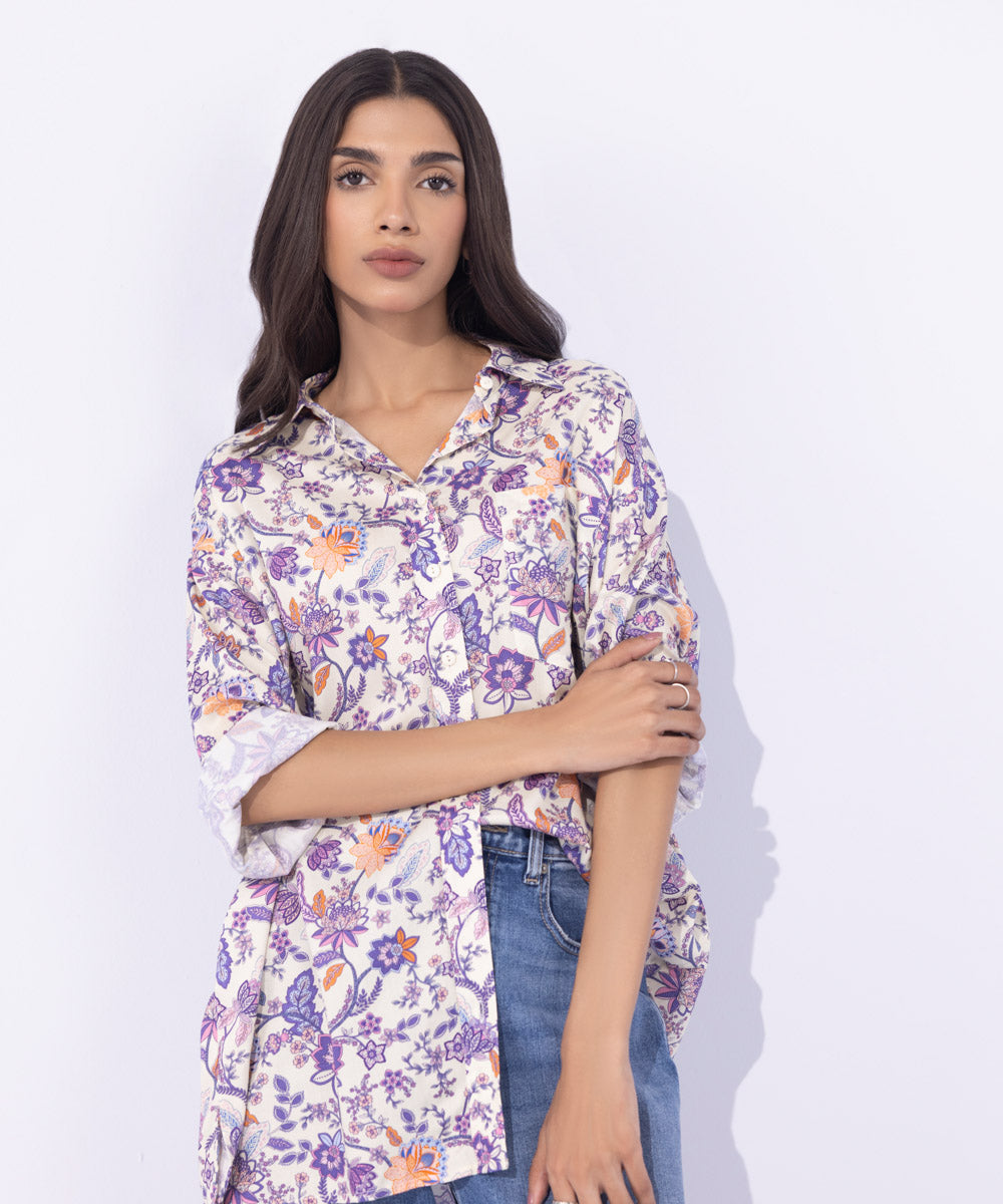 Women's Western Wear Multi Printed Button Through Shirt