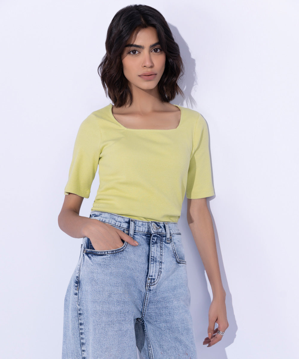Square-Neck Rib Top